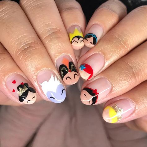 Geeky Nails, Disney Princess Nails, Disneyland Nails, Belle Nails, Minion Nails, Disney Inspired Nails, Disney Nail, Funky Nail Art, Disney 2024