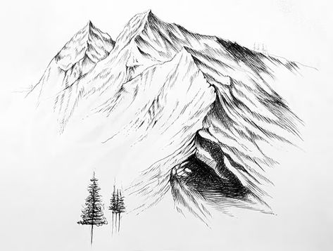 How to Draw Mountains - A Realistic Mountain Drawing Tutorial Mountain Drawing Sketches, How To Draw Mountains, Mountain Landscape Drawing, Mountain Formation, Moose Pictures, Mountain Sketch, Sketch Tutorial, Mountain Drawing, Drawing Guide