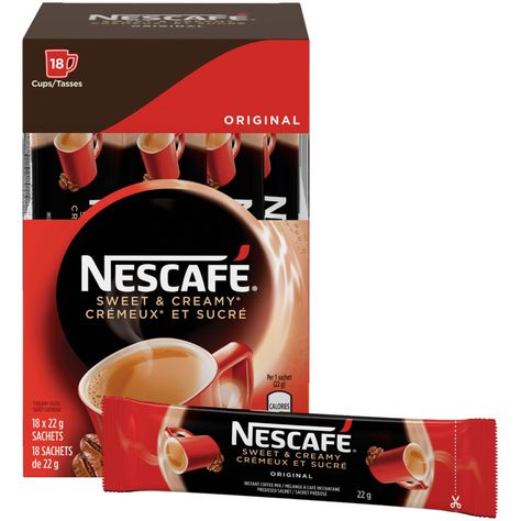 NESCAFÉ Sweet & Creamy Original, Instant Coffee Sachets | Walmart Canada Coffee Sachet, Nescafe Instant Coffee, Nescafe Coffee, Coffee Sachets, Iced Cappuccino, Stick Design, Mocha Coffee, Iced Latte, Instant Coffee