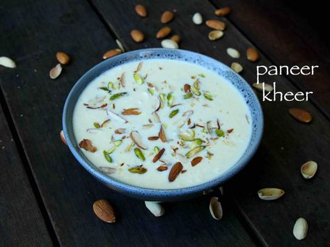 paneer kheer recipe | paneer payasam | paneer dessert recipes Caramel Pudding Recipe, Creamy Dessert Recipes, How To Make Paneer, Paneer Dishes, Kheer Recipe, Paneer Recipes, Creamy Desserts, Indian Desserts, Indian Sweets