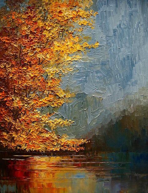 Justyna Kopania, Fancy Art, Oil Painting Texture, Soyut Sanat Tabloları, Impasto Painting, Autumn Painting, Tree Wall Art, Autumn Landscape, Oil Painting Landscape