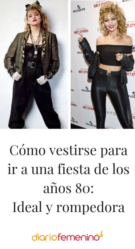 Looks para triunfar en una fiesta de los años 80 👗👠  #looks #outfits #moda #fiestadelos80 #DiarioFemenino Outfits Años 80, Madona Outfit 80s, 80 90 Fashion Outfits Party, 80 90 Fashion Outfits, Back To The 80s Party Outfit, 80's Party Outfits, Lata 80 Moda Impreza, Outfit Anni 80, 80 Party Ideas 80s Theme Outfit