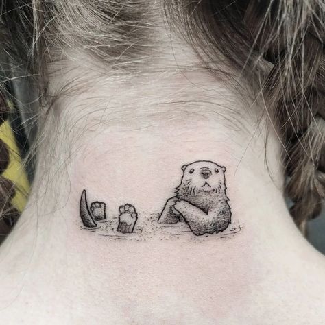 Sea Otter Tattoo Design, Comforting Tattoos, Otter Tattoo Design, Otters Tattoo, Cute Otter Tattoo, Small Otter Tattoo, Otter Tattoo Simple, Sea Otter Tattoo, Otter Tattoos