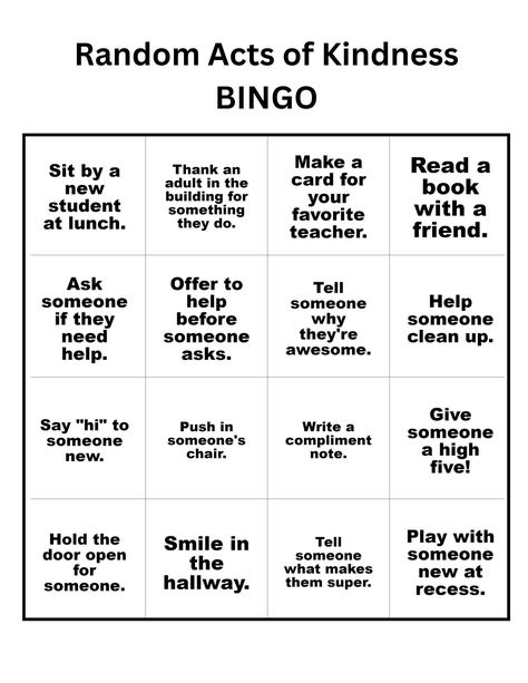 Random Acts of Kindness Bingo-20 Pack Kindness Bingo For Kids, Kindness Bingo, Human Bingo, Bingo Casino, Free Printable Bingo Cards, Bingo Online, Free Bingo Cards, Bingo For Kids, Bingo Template