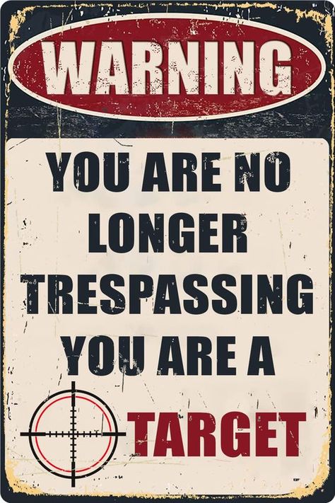 PRICES MAY VARY. Funny Warning Tin/Metal Sign Decoration-This Signg Measures 8 X12 inches (20x30cm) Printed With High Quality Visible Ink With Bright Contrast Colors. Bright And Clear Outdoor Signs You Can See From The Far Can Easily Catch The Attention Of Intruders Around Your Home And Business Property. Warning You Are No Longer Trespassing - You Are A Target Pre Drilled Holes - Easy Installation: All Signs Comes With 4 Pre Drilled Corner Holes For Easy Mounting. It Can Be Mounted With Double- Target Funny, Halloween Fonts Alphabet, Canva Halloween, Plane Decor, No Trespassing Sign, Fonts In Canva, No Trespassing Signs, Fonts Dafont, Backyard Garage