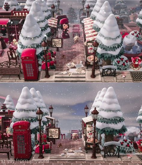 Acnh Winter Entrance Designs, Animal Crossing Christmas Ideas, Winter Acnh, Animal Crossing Christmas, Acnh Winter, Cozy Gaming, Animals Crossing, Animal Crossing Guide, Animal Crossing Wild World