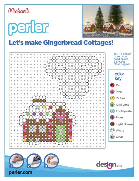 Perler Bead Gingerbread House Pattern, 3d Christmas Perler Bead Patterns, Gingerbread House Perler Beads, Christmas Perler Beads, Seed Bead Projects, Pixel Beads, Beaded Banners, Easy Perler Beads Ideas, 3d Perler Bead