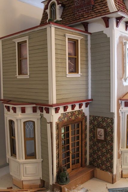 Dollhouse Siding Ideas, Alison Jr Dollhouse Ideas, Dollhouse Siding Diy, Allison Jr Dollhouse, Alison Jr Dollhouse, Dollhouse Siding, Dollhouse Details, Basement Addition, Beacon Hill Dollhouse