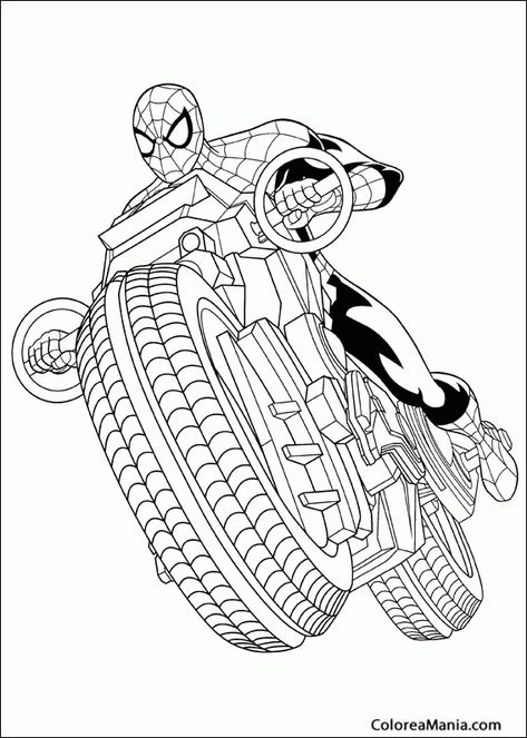 Colorear Spiderman en moto (Spiderman), dibujo para colorear gratis Spiderman Coloring Pages, Lego Coloring, Spider Coloring Page, Avengers Coloring Pages, Lego Coloring Pages, Spiderman Mask, Superhero Coloring Pages, Avengers Coloring, Spiderman Coloring