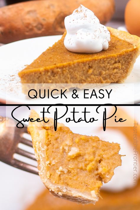 This Easy Sweet Potato Pie is a classic Thanksgiving dessert you don't want to miss. It's so simple to make, and your guests will love it! Canned Sweet Potato Pie Recipes Easy, Sweet Potato Pie Using Canned Yams, Easy Sweet Potato Pie Simple, Easy Sweet Potato Pie, Sweet Potato Pie Recipe Easy, Sweet Potato Pie Recipes, Berry Tarts, Perfect Thanksgiving Dinner, Buttery Flaky Pie Crust