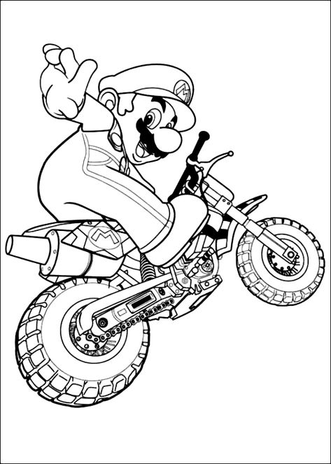 Mario Coloring, Super Mario Coloring Pages, Mario E Luigi, Мотоциклы Harley Davidson, Mario Coloring Pages, Super Mario Brothers, Printable Coloring Sheets, Mario Brothers, Cartoon Coloring Pages