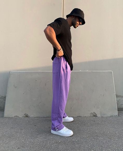 Purple Outfits For Men Casual, Man Purple Outfit, Men’s Purple Outfit, Purple Outfits For Men, Mens Purple Outfit, Men Purple Outfit, Purple Men Outfit, Purple Streetwear Outfit, Aesthetic Purple Outfits