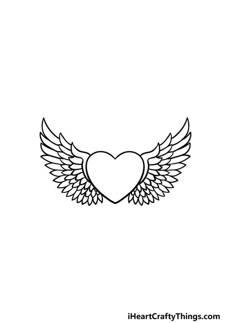 Heart With Wings Drawing, Drawings Of Hearts, Drawing Y2k, Hearts With Wings, Drawing Hearts, Draw A Heart, Angel Tattoo For Women, Heart Drawings, Fly Drawing