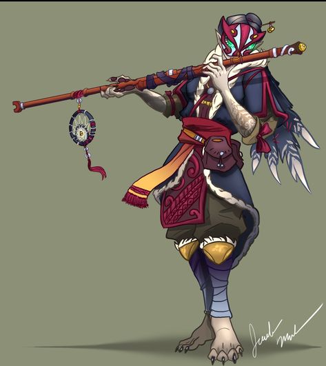 Dnd Valor Bard, Flute Bard Dnd, Evil Bard, Valor Bard, Bard Dnd Character Design, Bard Oc, Bard Instruments, Mongolian Dress, Modern Dnd