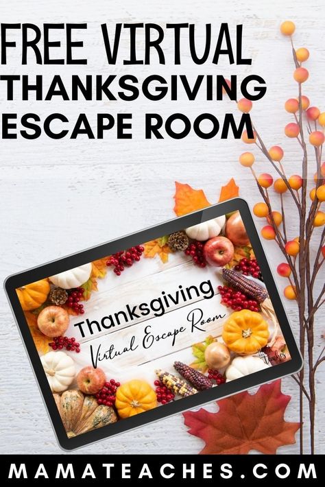 Thanksgiving Escape Room Free, Thanksgiving Escape Room, Thanksgiving Ela, Virtual Escape Room, Thanksgiving Math Activities, Homeschool Holidays, Digital Escape Room, Room Parent, Thanksgiving Lessons