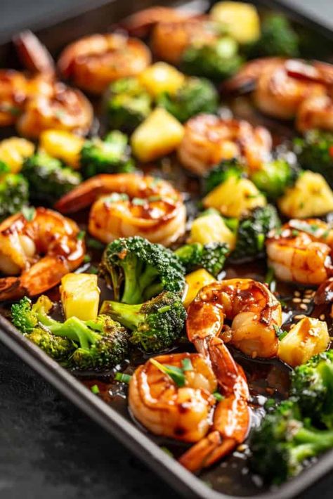 5 Easy Sheet Pan Dinners for Weeknight Meal Prep (That Don't Taste Like Leftovers) - Meal Prepify Easy Pan Meals, Shrimp Broccoli Sheet Pan Dinner, One Pan Seafood Meals, Easy Weeknight Dinners Healthy Chicken, Chicken And Shrimp Sheet Pan Dinner, Frozen Shrimp Sheet Pan Dinner, Oven Pan Meals, Sheet Pan Shrimp And Broccoli, Hawaii Chicken Sheet Pan