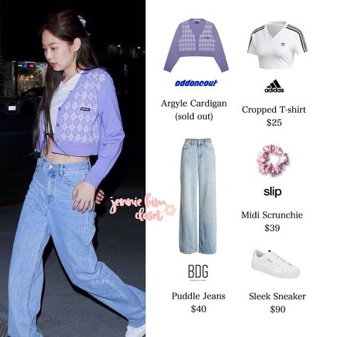 JENNIE’S CLOSET on Instagram: “190416 | Jennie in Los Angeles 🦕⠀ ⠀ ⠀ —— Jennie wears #OddOneOut, #Slip, #BDG, and #Adidas.⠀ ⠀ ⠀ #JENNIE #제니 #BLACKPINK #블랙핑크 #JENNIEstyle…” Jennie Clothes, Jennie Closet, Jennie Outfits, Blackpink Clothes, Korean Girl Fashion, Kpop Fashion Outfits, Celebrity Outfits, Blackpink Fashion, Teenage Fashion Outfits