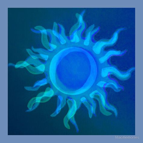 Blue Sun Aesthetic, Blue Sun Tattoo, Blue Hippie Aesthetic, Blue Eyes In The Sun, The Sun Aesthetic, Blue Vibes, Cybercore Aesthetic, Sun Aesthetic, Sun Painting