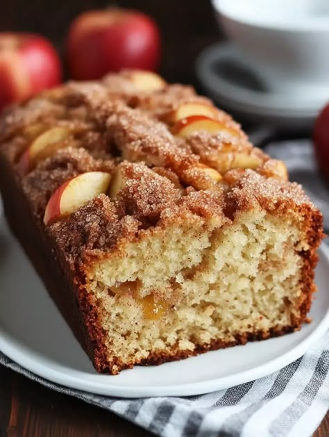 Snickerdoodle Apple Bread combines tender apples and cinnamon-sugar topping for the perfect fall treat. Try this easy recipe today! Quick Sweet Bread, Apple Pie Coffee, Carrot Cake Recipe From Scratch, Apple Pear Recipes, Fresh Desserts, Easy Breads, Bread Bites, Cake Recipe From Scratch, Autumn Foods