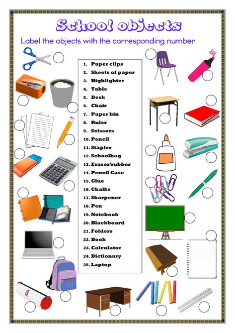 School Objects Ficha interactiva School Objects Activities, School Objects, Classroom Objects, Teach English To Kids, Esl Vocabulary, Learning English For Kids, About School, Diy School Supplies, 1st Grade Worksheets