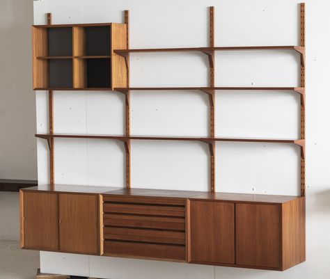 Listed on VNTG.com: 3-Piece CADO wall unit by Poul Cadovius for Cado, Denmark 1960's | #vntg #vintage Modular Cabinets, Wall Cabinets, Wall Systems, Wall Cabinet, White Cabinets, Wall Unit, Sliding Glass Door, Teak Wood, Vintage Walls