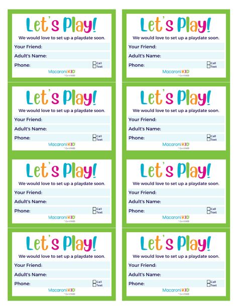 Playdate Card PDFs - Google Drive Play Program Template, Play Checks Free Printable, Playdate Cards Printable Free, Babysitting Coupon Printable Free, Play Date Cards Kids Free Printable, Play Date Cards, Playdate Cards, Childhood Things, Let's Pretend