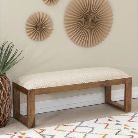 Torbert Solid Wood Bench | Joss & Main Dorm Room Seating, Foyer Hallway, Entryway Benches, Solid Wood Benches, Moroccan Pattern, Bed Bench, Living Room Bench, Wood Bench, Upholstered Bench