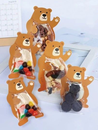 Candy Card, Clear Packaging, Candy Cookie, Bear Card, Cookie Bags, Candy Cards, Clear Card, Paper Animals, Packaging Bag