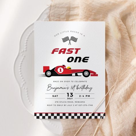 Fast One Birthday Invitation, Race Car Party Invite, Race on over, Boy 1st Birthday, Instant Download, Editable/Printable template, #H044 Car First Birthday Party, Car First Birthday, Cars Birthday Invitations, Boy Printable, Car Themed Parties, Race Car Birthday Party, Car Party, Race Car Party, Race Car Birthday