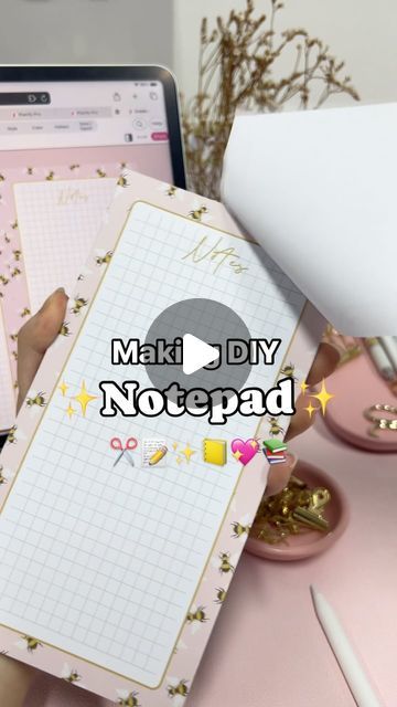 1,362 likes, 23 comments - planifypro on June 13, 2024: "Making a DIY Notepad 🐝💕📝✂️ You’ll need: - 25 to 50 sheets of paper - Chipboard or cardboard for back cover - PVA Glue (or kids glue) - Some clips Print your notepad design, trim edges and align the cover in the back with some clips. Spread some glue at the top spine. You can use a brush or finger to spread the glue evenly. Let it dry for 10 minutes, and your notepad is ready 🥳✨ Simple easy and fun!! The internal designs have been ma Making Notepads, Diy Notepad, Notepad Diy, Notepad Design, Note Pad Design, Pva Glue, Sheets Of Paper, Internal Design, Planner Design