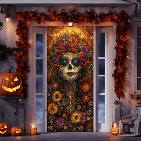 Precio bajo con envío gratis para usuario nuevo. Outdoor Party Decorations, Halloween Door Decorations, Skull Decor, Halloween Door, Floral Skull, Vintage Theme, Fete Halloween, Halloween Skeletons, Floral Vintage