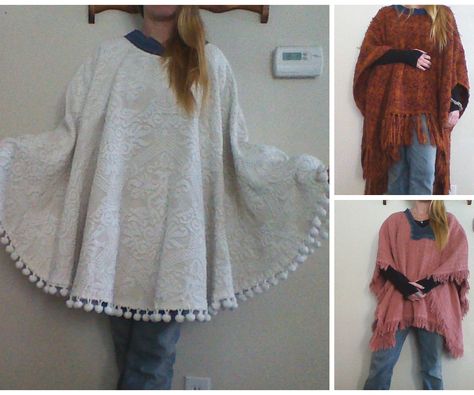 Poncho Pattern Sewing, Poncho Fashion, Straight Stitch Sewing, Batwing Top, Poncho Pattern, Denim Crafts, Poncho Style, Original Fashion, Recycle Clothes