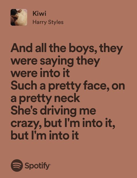 Kiwi Harry Styles, Harry Styles Lyrics, Style Lyrics, Rockstar Gf, Lyrics Aesthetic, Drive Me Crazy, Harry Edward Styles, Spotify Playlist, Edward Styles