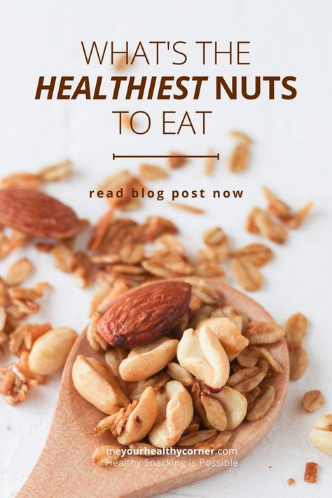 Choosing the healthiest nuts to eat every day isn't difficult. The calories, protein, fibre and healthy fats contents are what make nuts so healthy to eat. Most have a similar nutritional profile. Although the amount of each nutrient may differ, the differences aren't major. You can eat a variety combining all the nutrients needed to stay in good health. Read the full article to learn more. Healthy Nuts, Healthy Snack Options, Nuts And Seeds, Fiber Rich, Good Health, Superfoods, Healthy Fats, Oats, Health Benefits