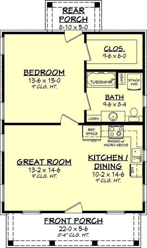 1 Bedroom 1 Bathroom House Plans, 1 Bedroom Granny Flat Plans, Small House Plans 1 Bedroom, 800 Sq Ft House, 1 Bedroom House Plans, Cottage Flooring, Barn Apartment, Small Cottage House Plans, One Bedroom House