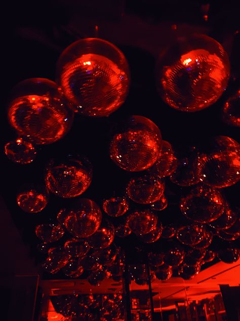 Red Disco Ball Aesthetic, Red Disco Aesthetic, Red Luxury Aesthetic, After Party Aesthetic, Red Party Aesthetic, Red Theme Party, Red Christmas Aesthetic, Red Disco Ball, Valentines Ball