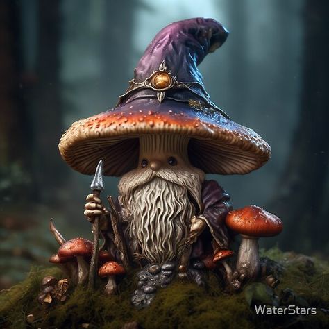 Wally Wizard Mushroom by WaterStars | Redbubble Wizard Mushroom, Mushroom Wizard, D D Classes, Magical Art, Anime Music, Mask For Kids, Tops For Leggings, Photographic Prints, Wizard