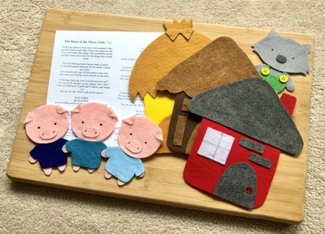 The 3 Little Pigs Three Little Pigs Story, Three Little Pig, Felt Board Patterns, 3 Little Pigs, Felt Story, Flannel Board Stories, Felt Board Stories, Preschool Circle Time, Felt Finger Puppets