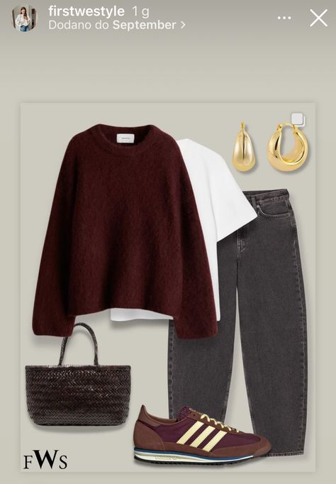 White And Burgundy Outfit, Monochromatic Burgundy Outfit, Burgandy Outfits Aesthetic, Moscow Outfit, Olive Pants Outfit, Cold Outfit, Burgundy Outfit, Look Adidas, Color Combos Outfit