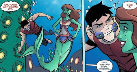 Conner and M'gann in Atlantis Screams Internally, Superboy And Miss Martian, Young Justice League, Miss Martian, Male Characters, Read Comics, Young Justice, Nerd Alert, Dc Heroes