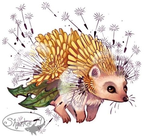 Sanrio Love, Plant Animals, Red Bird Tattoos, Hybrid Art, Hedgehog Art, Fantasy Creatures Art, Mythical Creatures Art, Creature Concept Art, Hedgehogs