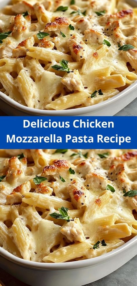 Craving a cheesy pasta delight? Try this Chicken Mozzarella Pasta Recipe for a quick and easy dinner. It combines the comforting flavors of chicken and mozzarella, perfect for busy nights when you need a satisfying meal. Fresh Mozzarella Pasta Recipe, Pasta Sauce With Mozzarella Cheese, Chicken Recipes With Mozzarella Cheese, Creamy Chicken Mozzarella Pasta, Chicken Pasta Dishes Recipes, Mozzarella Chicken Recipe, Mozzarella Dinner Recipes, Meals With Mozzarella Cheese, Mozzarella Cheese Recipe Ideas