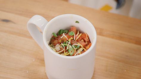 Recipe: Mug Scrambled Eggs Egg Breakfasts, Joy Bauer Recipes, 21 Day Fix Breakfast, Chopped Veggies, Egg Mug, Joy Bauer, Low Fat Low Carb, Breakfast Easy, Mug Recipes