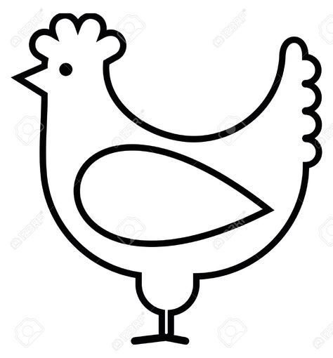 Chicken Outline, World Clipart, Outline Pattern, Chicken Vector, Chicken Hen, Vector Icons, Hen, Stock Vector, White Background