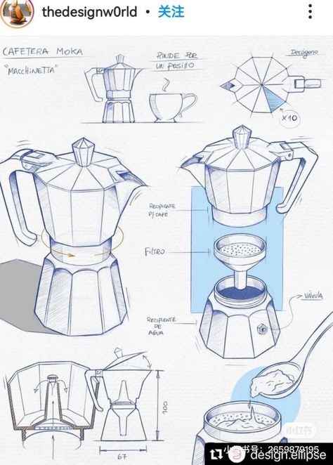 Pot Drawing, Industrial Design Portfolio, Structural Drawing, Furniture Design Sketches, Digital Sketch, Panel Board, Moka Pot, Object Drawing, Industrial Design Sketch