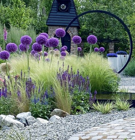 Purple Garden, Grasses Garden, Garden Design Plans, Have Inspiration, Outdoor Gardens Design, Garden Landscape Design, Front Yard Landscaping Design, Courtyard Garden, Garden Cottage