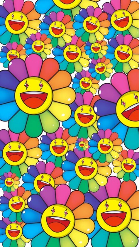 #wallpapers #colores  #jbalvin Kaws Flower Wallpaper, Takashi Murakami Wallpaper Aesthetic, Takashi Murakami Flower Wallpaper Iphone, Takashi Murakami Flower Wallpaper, Takashi Murakami Wallpaper, Murakami Wallpaper, Takashi Murakami Art, Takashi Murakami Flower, Hypebeast Iphone Wallpaper