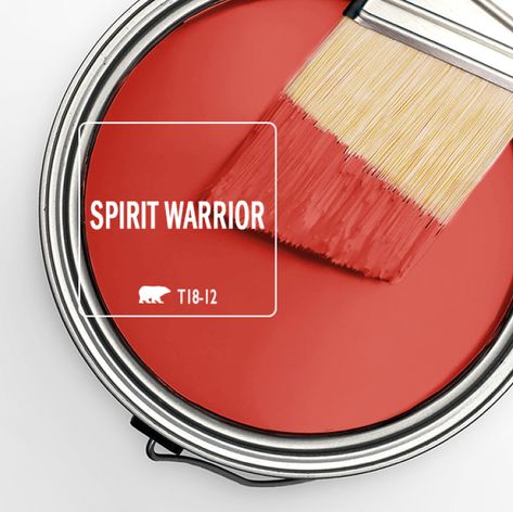 Spirit Warrior Behr Paint, Red And Orange Interior, Cayenne Paint Color, Red Behr Paint Colors, Red Orange Accent Wall, Behr Vermillion Paint Color, Orange Red Paint Colors, Behr Red Paint Colors, Behr Orange Paint Colors