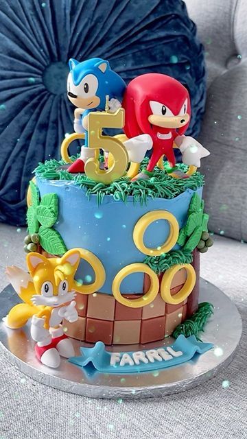 Sonic And Tales Cake, Easy Sonic The Hedgehog Cake, Sonic Boom Cake, Sonic Birthday Party Cake, Sonic And Friends Cake, Sonic And Knuckles Cake, Sonic Torte, Sonic Cakes For Boys, Sonic Desserts