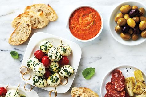 Bocconcini Skewers, Marinated Bocconcini, Roasted Pepper Dip, Pepper Dip, Stuffed Pepper Dip, Antipasto Platter, Roasted Peppers, Best Appetizers, Appetizer Dips